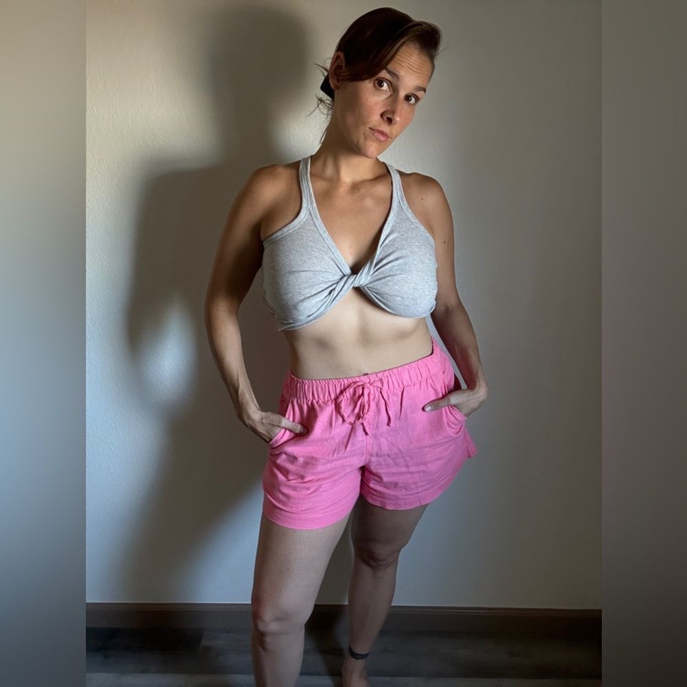 GAP High Rise Linen Shorts Bright Pink Comfy Weekend Small